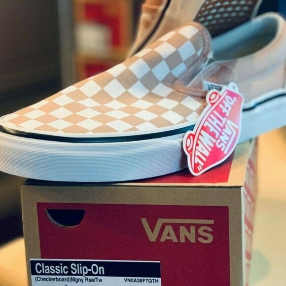 VANS CLASSIC SLIP-ON CHECKERS MAHOGANY ROSE SHOES - Picture 2 of 8